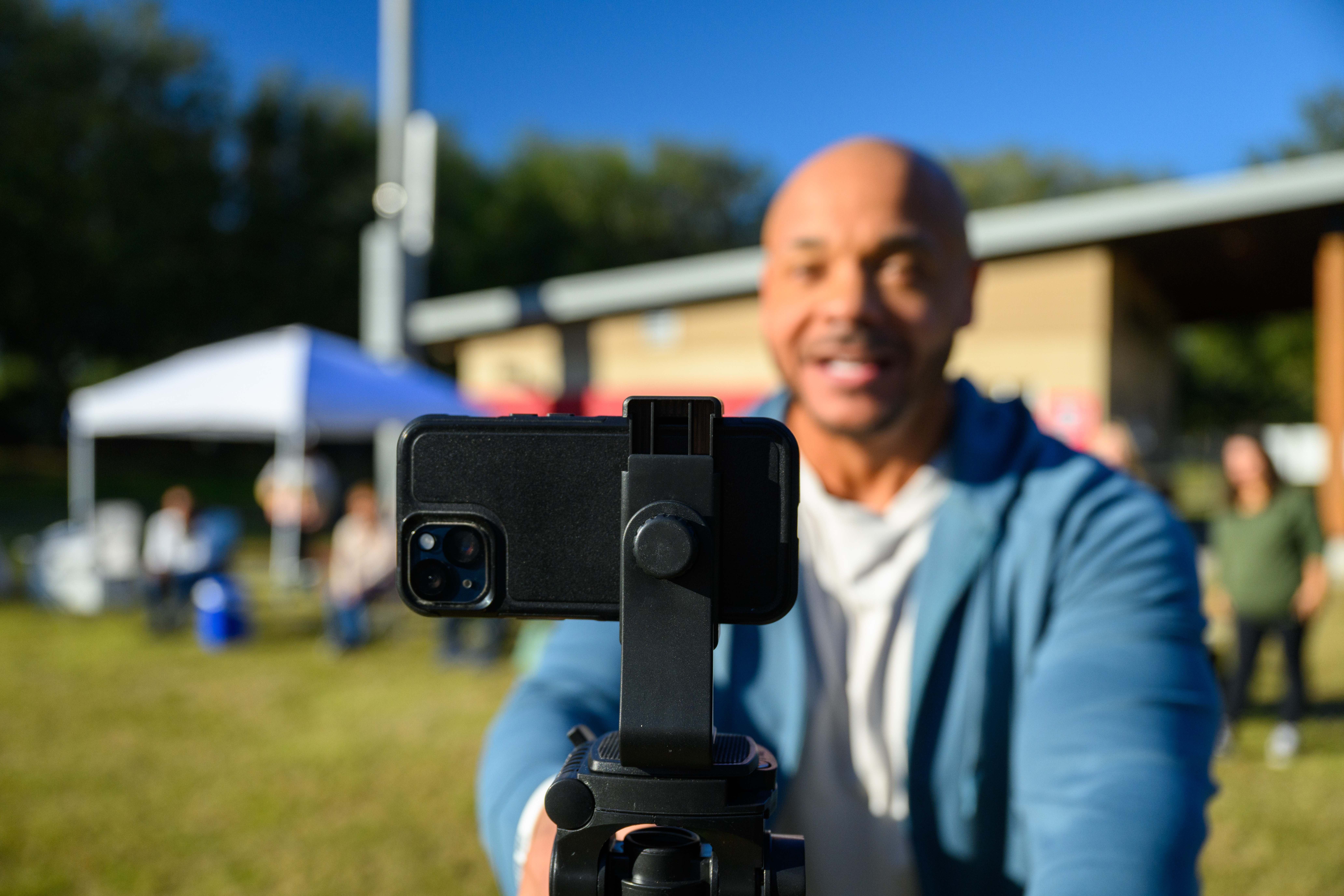 Dad streaming game from cell phone