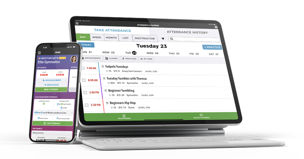An example of membership and class organization on the app